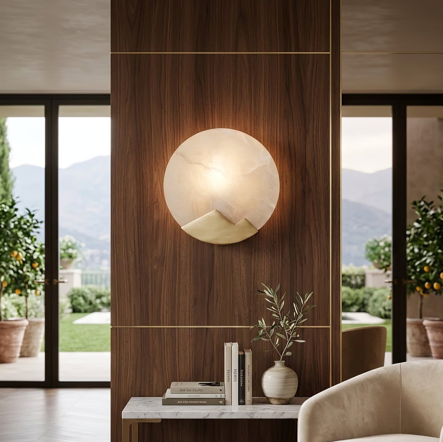 Luxury Copper Moon Alabaster Sconce
