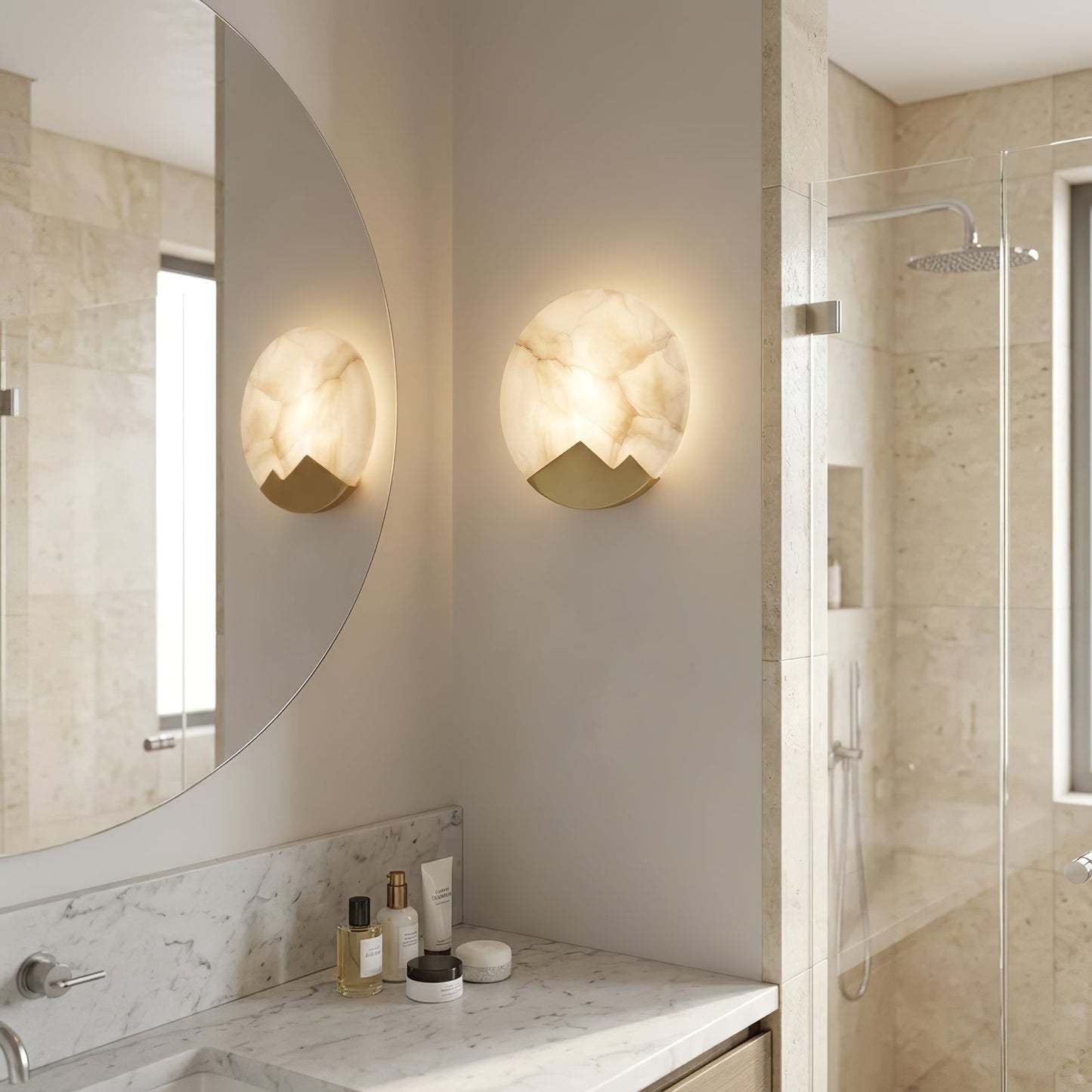 Luxury Copper Moon Alabaster Sconce