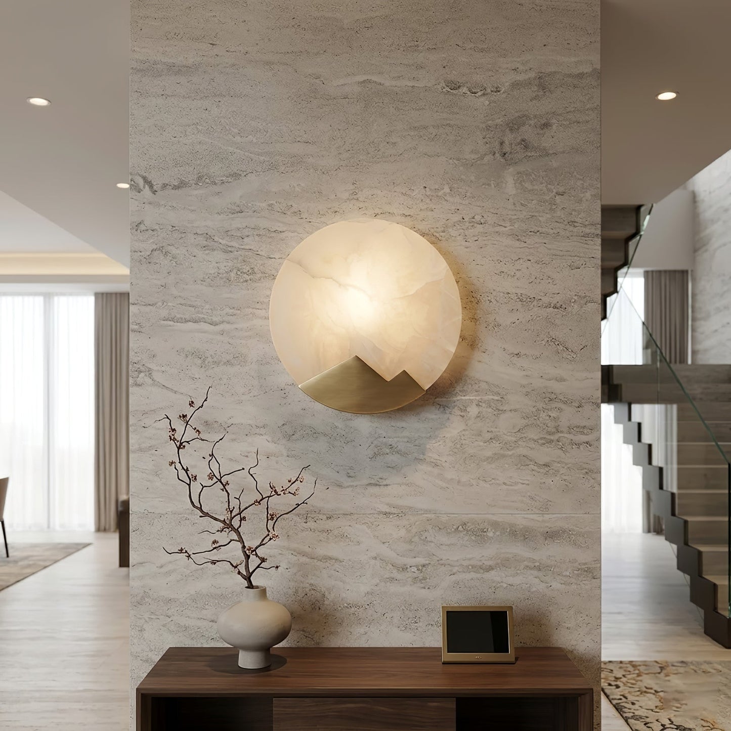Luxury Copper Moon Alabaster Sconce