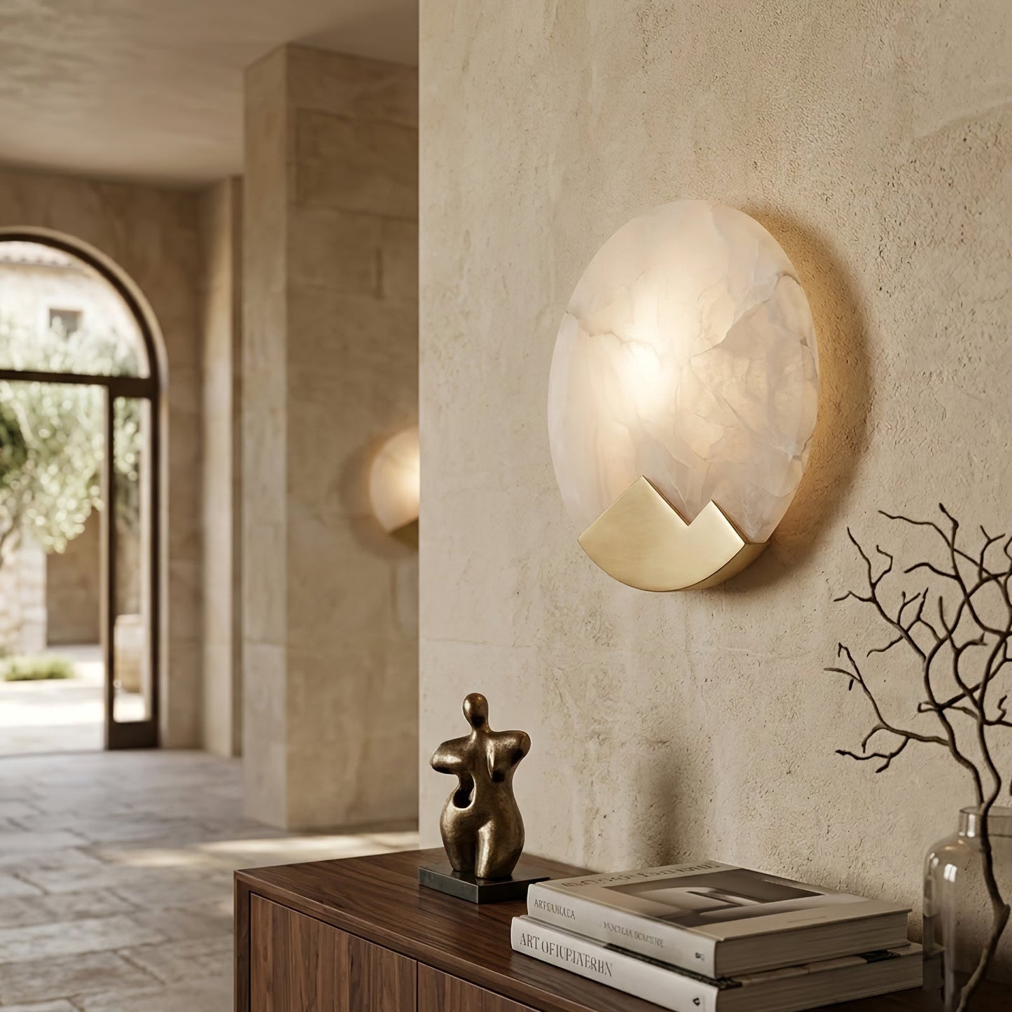 Luxury Copper Moon Alabaster Sconce