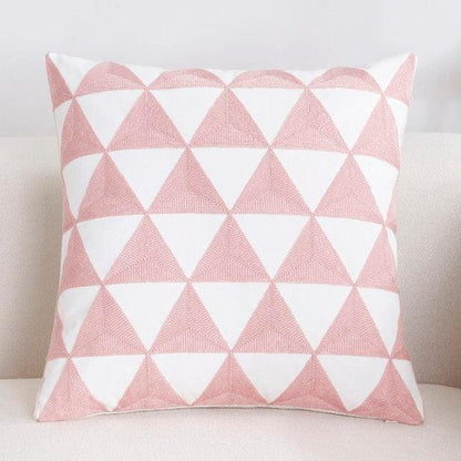 Luxury Embroidered Pink Pillow Cover Elegant Cushions Cover For Sofa Flower Geometric Cotton Pillow Case Throw Pillow Covers Modern Geometric Pillowcase Throw Cushion Cover for Bed Couch Sofa Office Decor 45*45