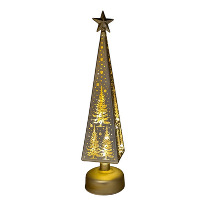 Etched Glass Tree with Star Topper LED Luminary
