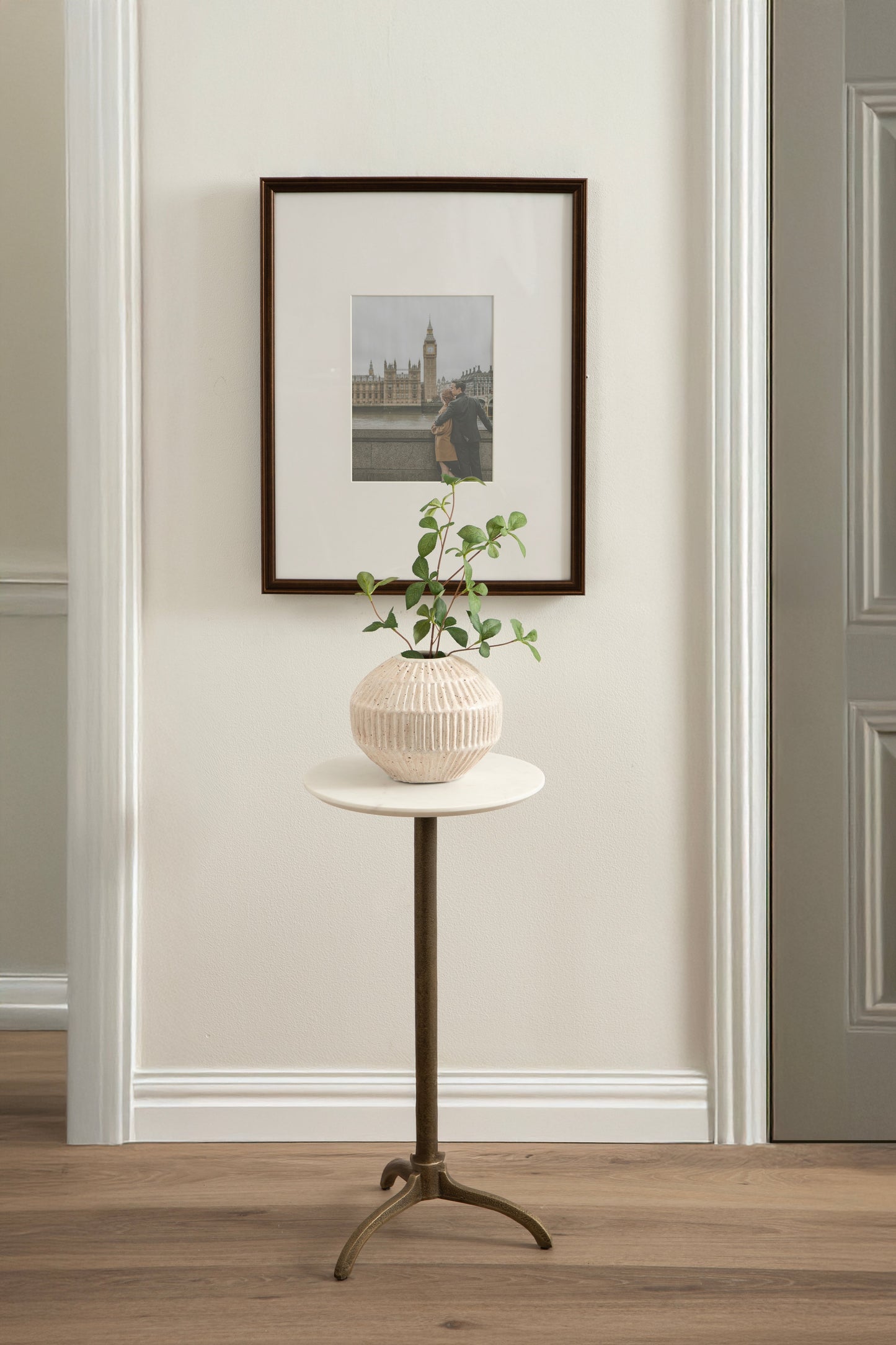 Henshall Marble and Metal Round Side Table