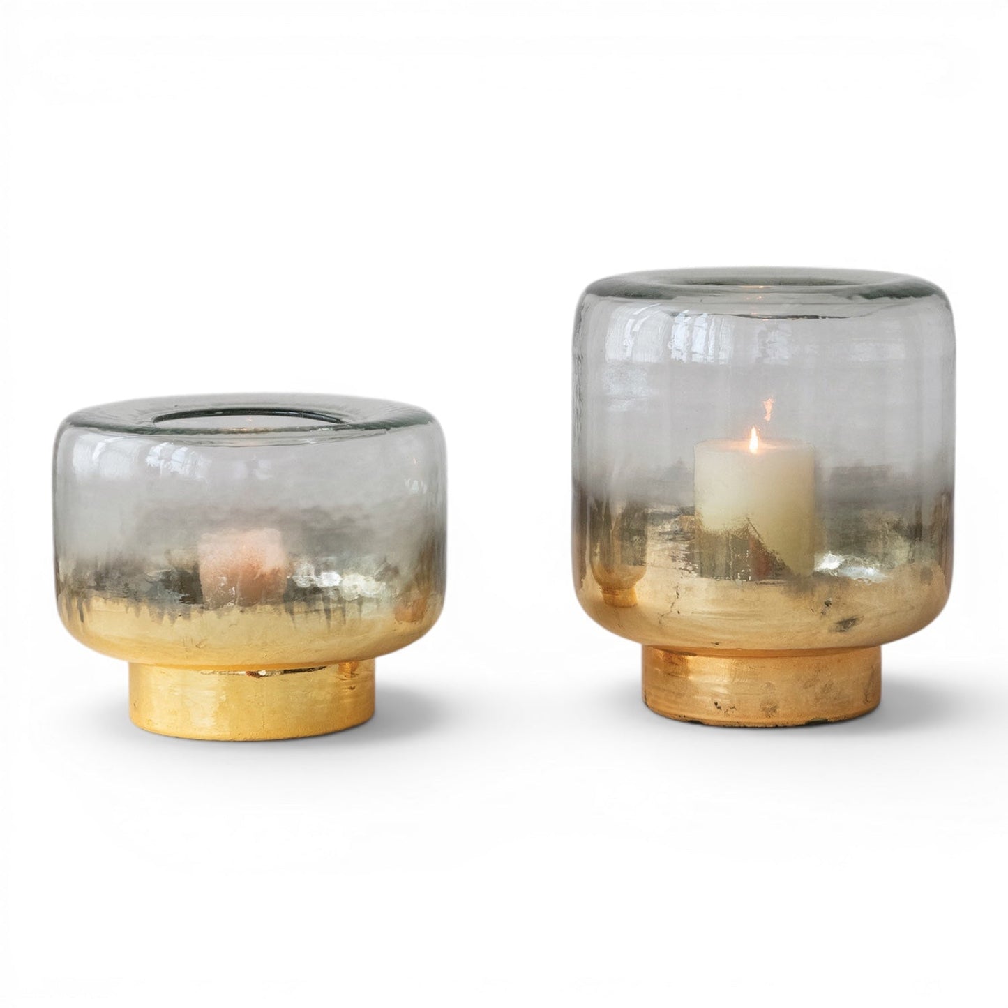 Gold Mercury Glass Hurricane Candle Holder