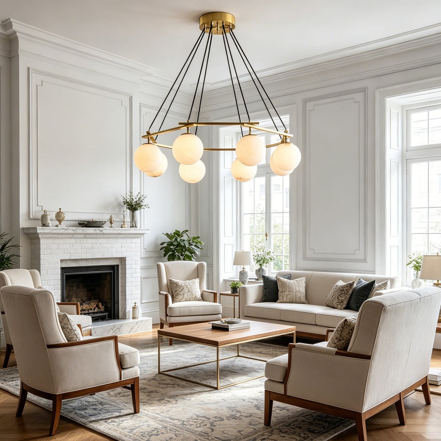 Miira Geometric Alabaster Chandelier