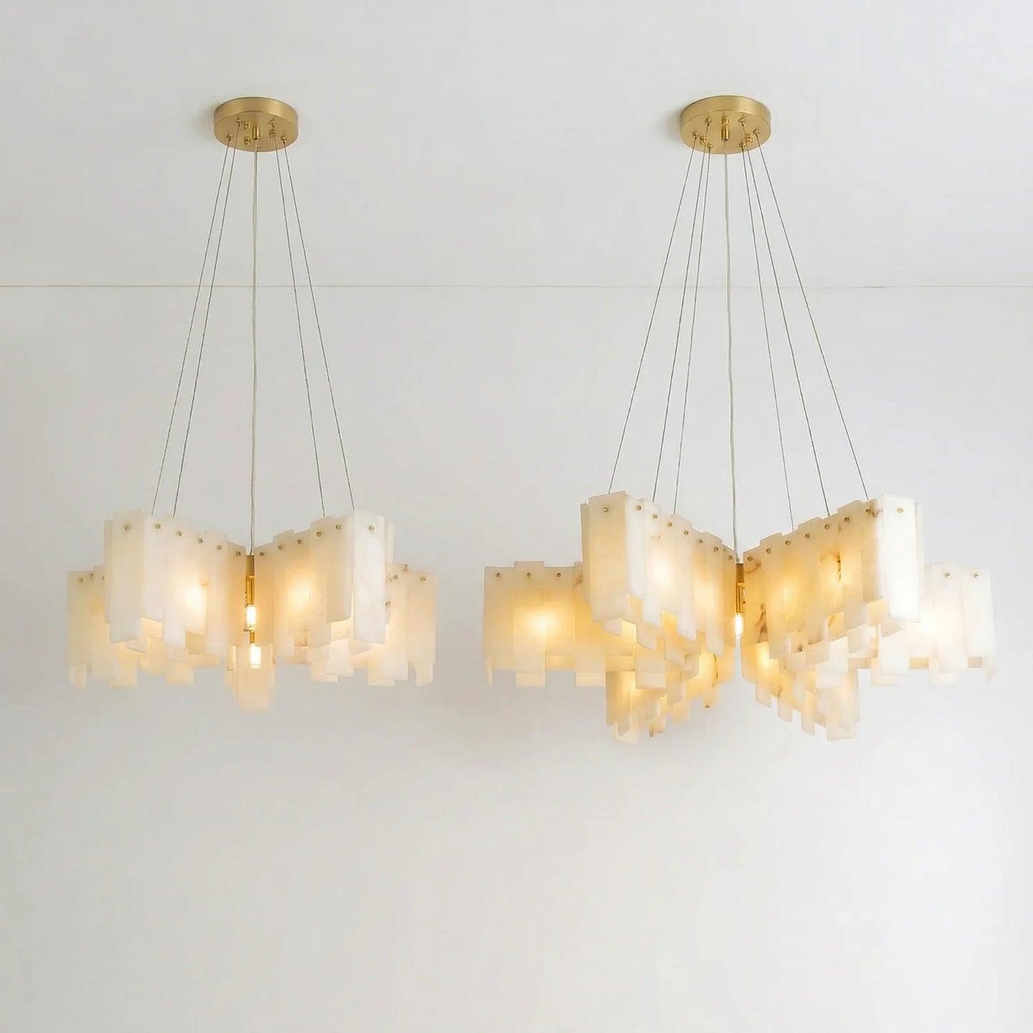 Cascade Alabaster Tiered Brass Chandelier