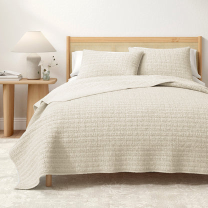 100% Cotton Honeycomb Waffle Garment Washed Quilt Set - Genevieve Collection