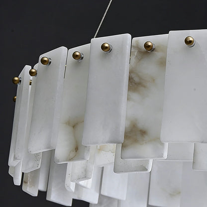 Modern Alabaster Celestial Round Chandelier