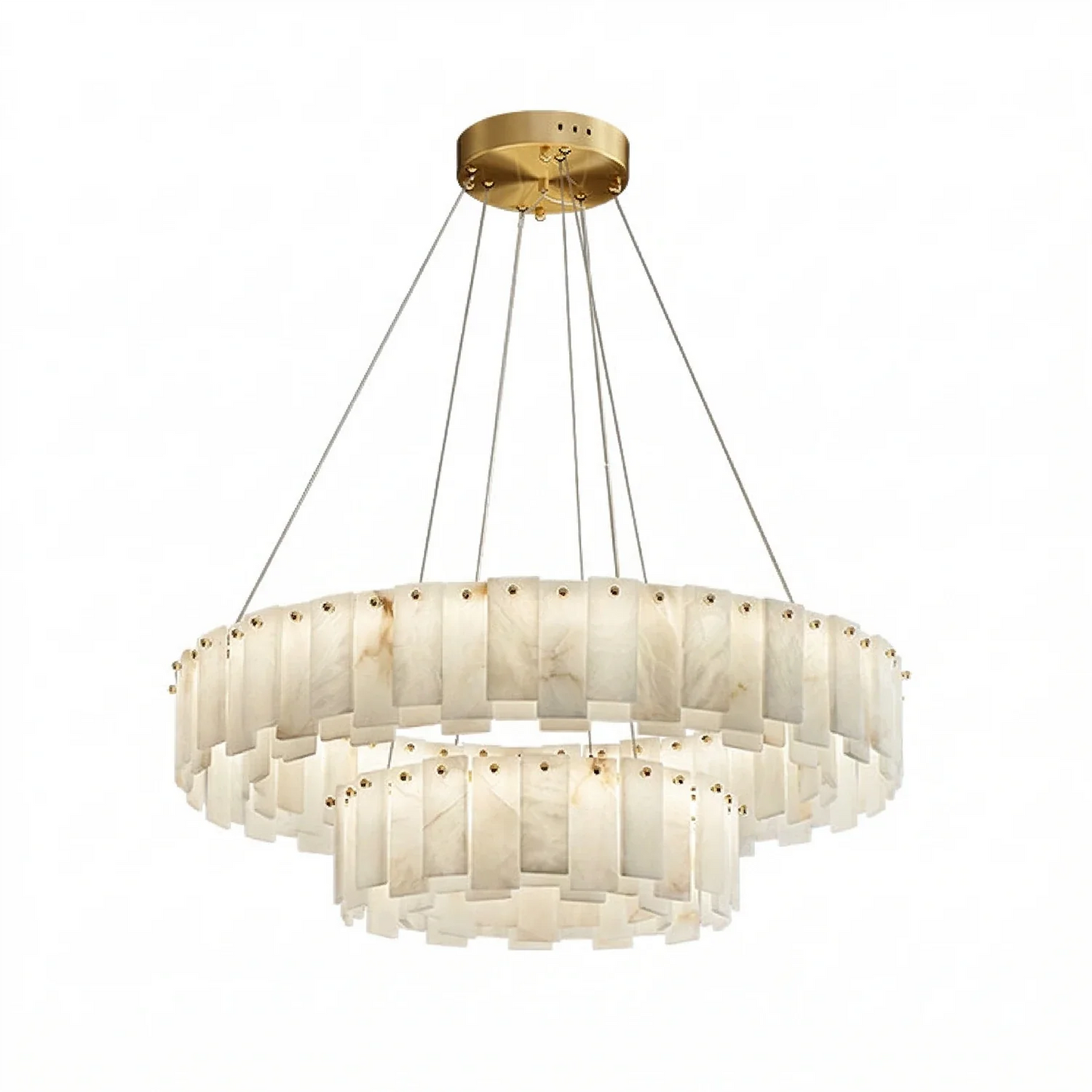 Modern Alabaster Celestial Round Chandelier