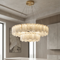 Modern Alabaster Celestial Round Chandelier