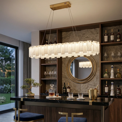 Modern Alabaster Celestial Round Chandelier