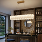 Modern Alabaster Celestial Round Chandelier