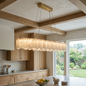 Modern Alabaster Celestial Round Chandelier