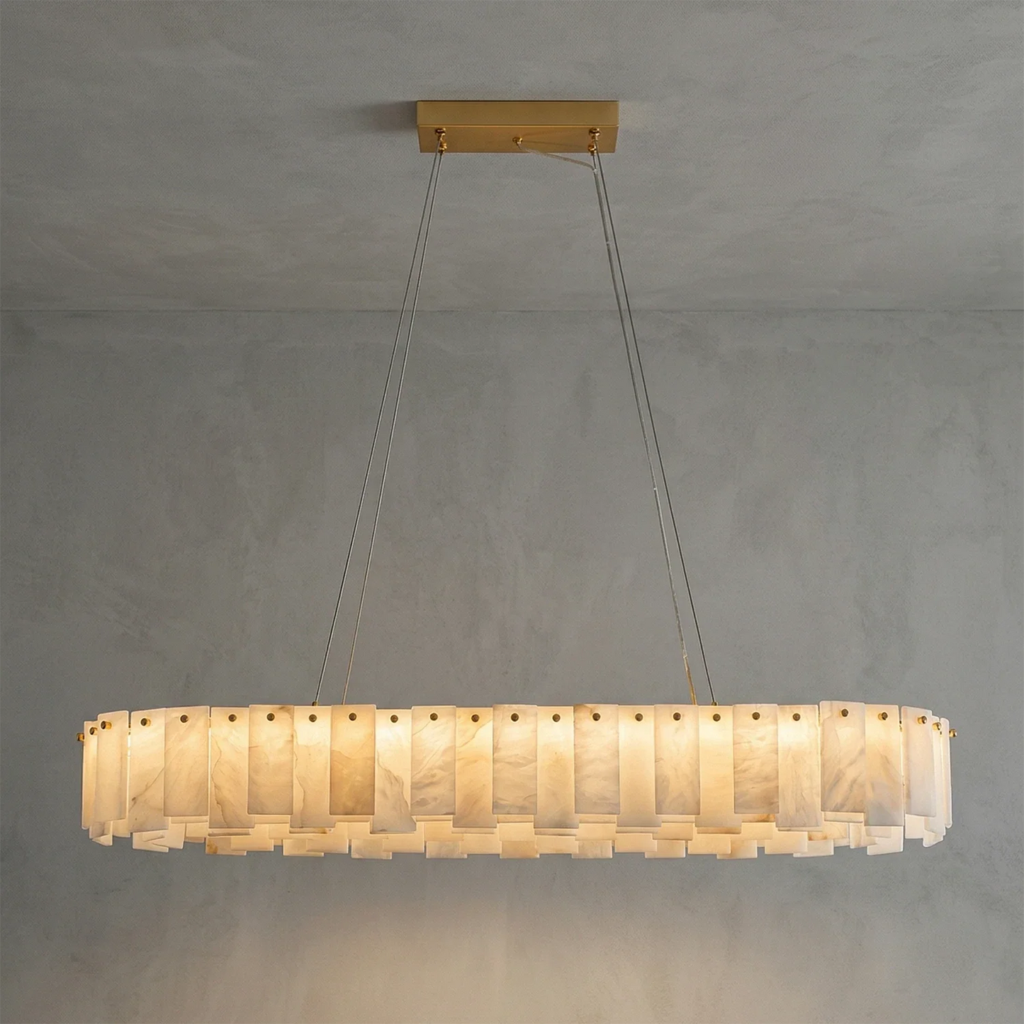 Modern Alabaster Celestial Round Chandelier