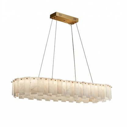 Modern Alabaster Celestial Round Chandelier