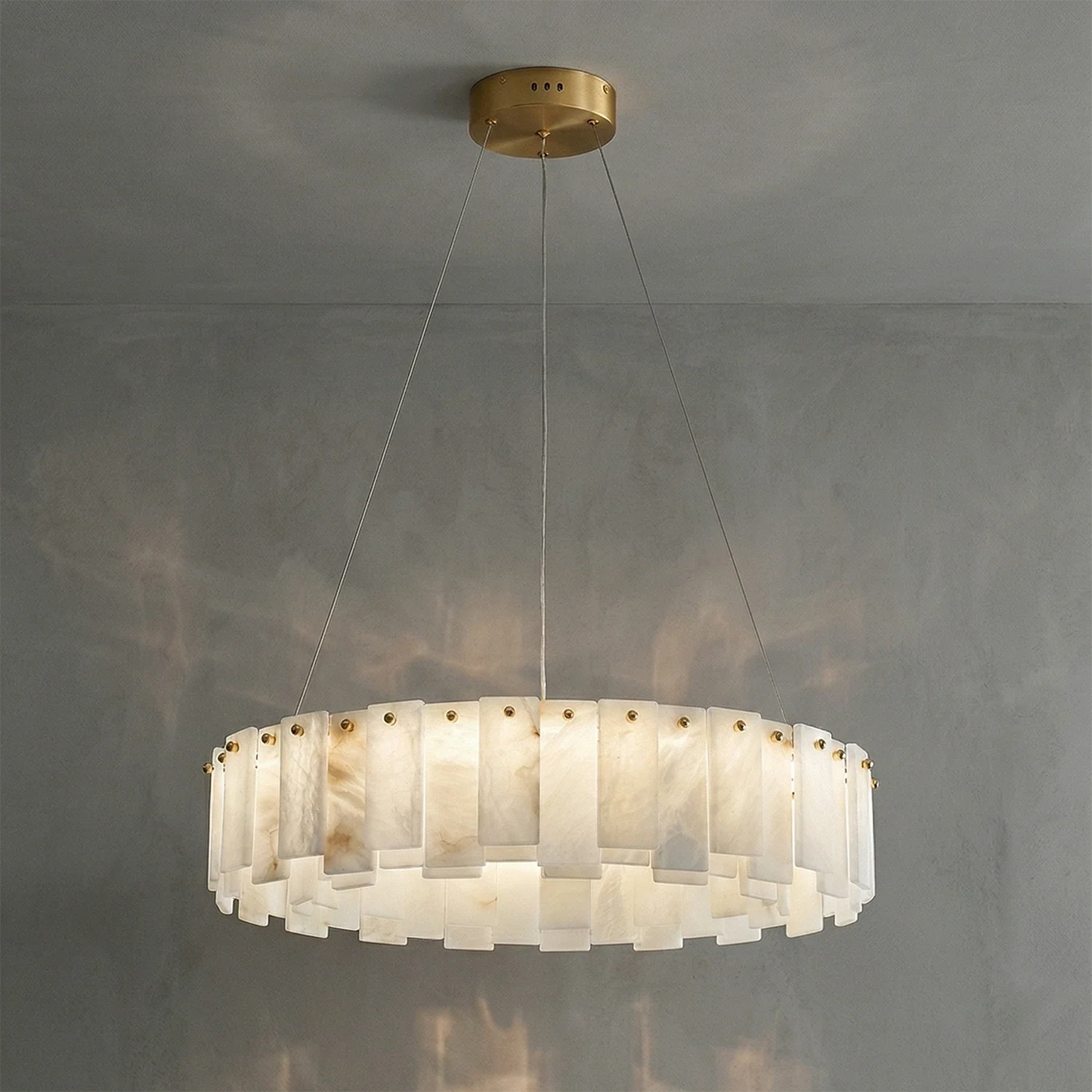 Modern Alabaster Celestial Round Chandelier