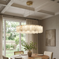 Modern Alabaster Celestial Round Chandelier