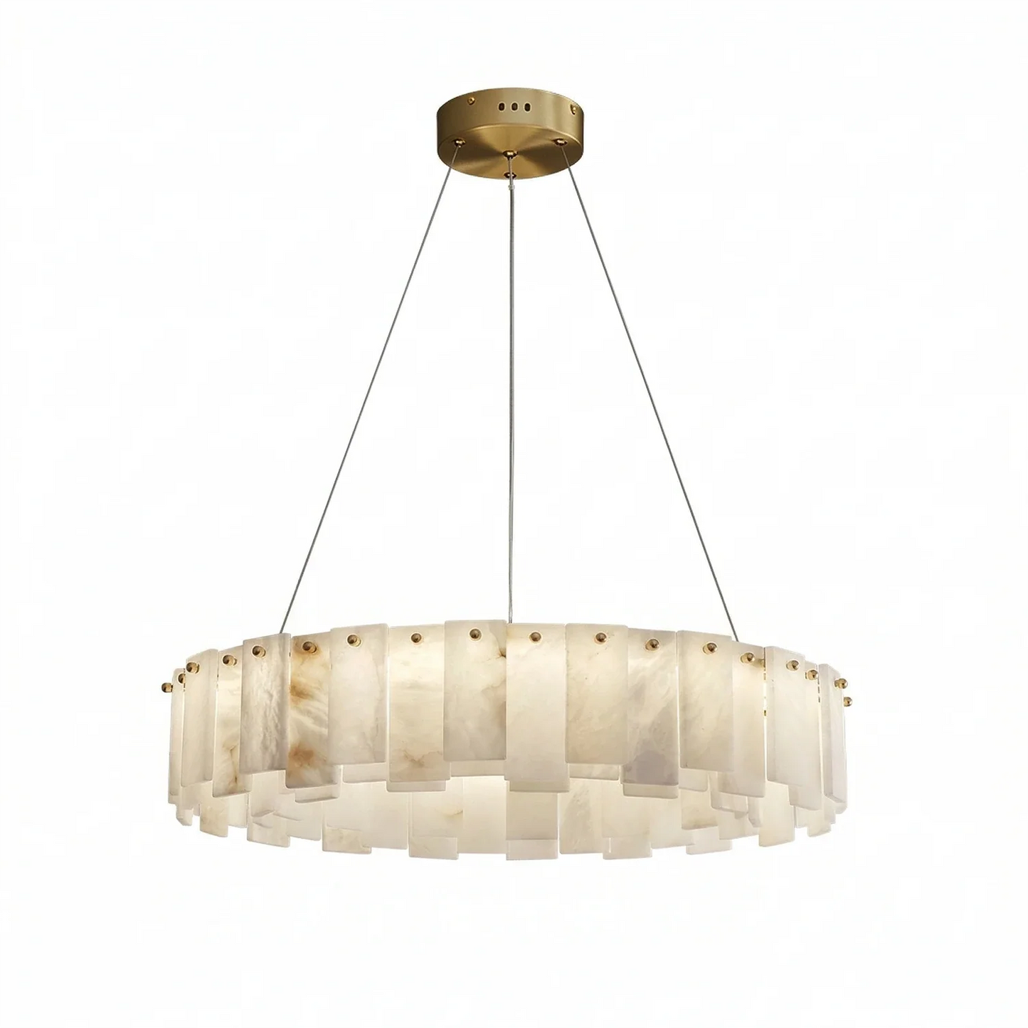 Modern Alabaster Celestial Round Chandelier