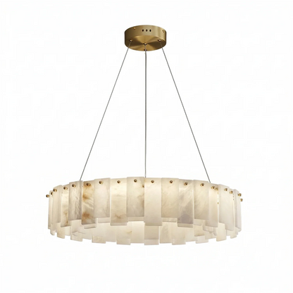 Modern Alabaster Celestial Round Chandelier