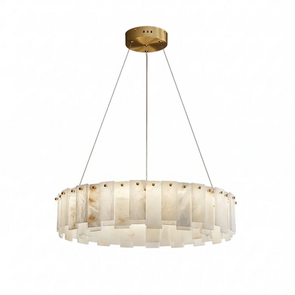 Modern Alabaster Celestial Round Chandelier
