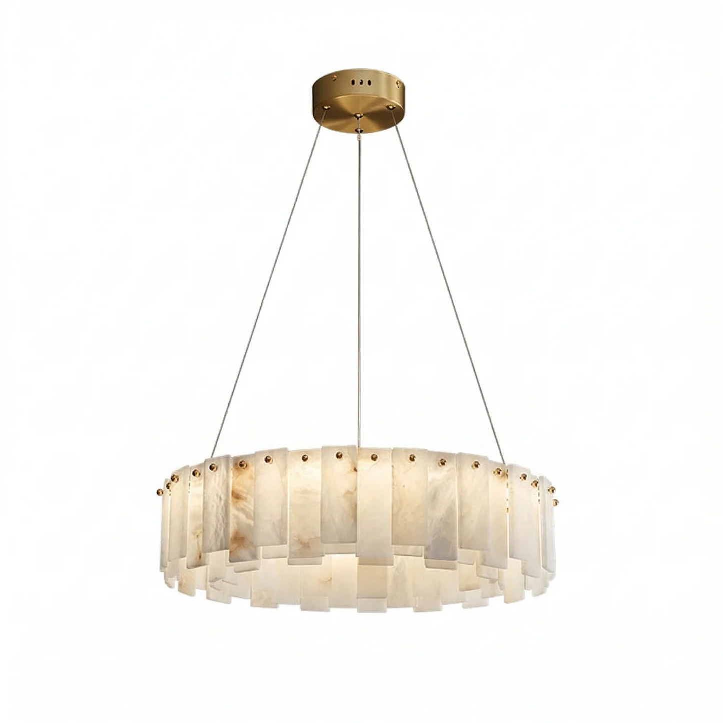 Modern Alabaster Celestial Round Chandelier