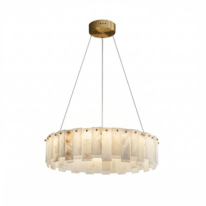 Modern Alabaster Celestial Round Chandelier