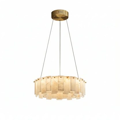 Modern Alabaster Celestial Round Chandelier