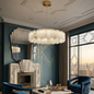 Modern Alabaster Celestial Round Chandelier