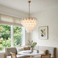 Modern Brass Tiered Glass Chandelier