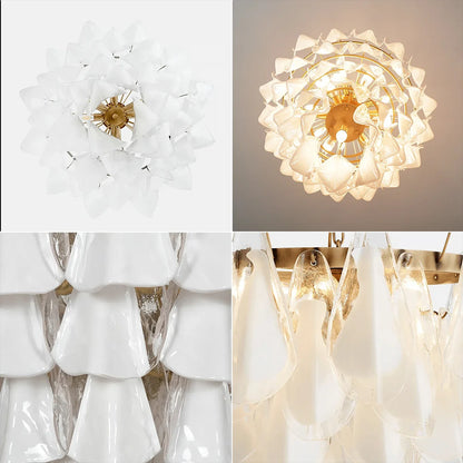 Modern Brass Tiered Glass Chandelier