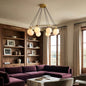 Modern Geometric Alabaster Sphere Chandelier