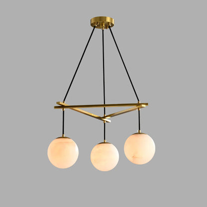 Modern Geometric Alabaster Sphere Chandelier