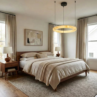 Modern Spanish Alabaster Halo Pendant Lamp