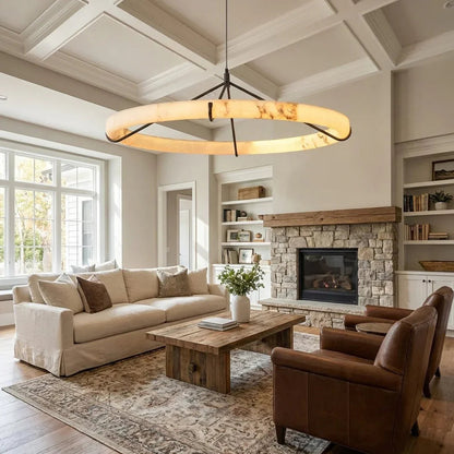 Modern Spanish Alabaster Halo Pendant Lamp