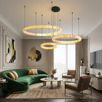 Modern Spanish Alabaster Halo Pendant Lamp