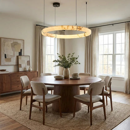 Modern Spanish Alabaster Halo Pendant Lamp