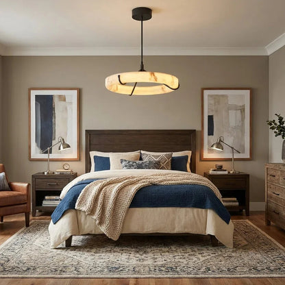 Modern Spanish Alabaster Halo Pendant Lamp
