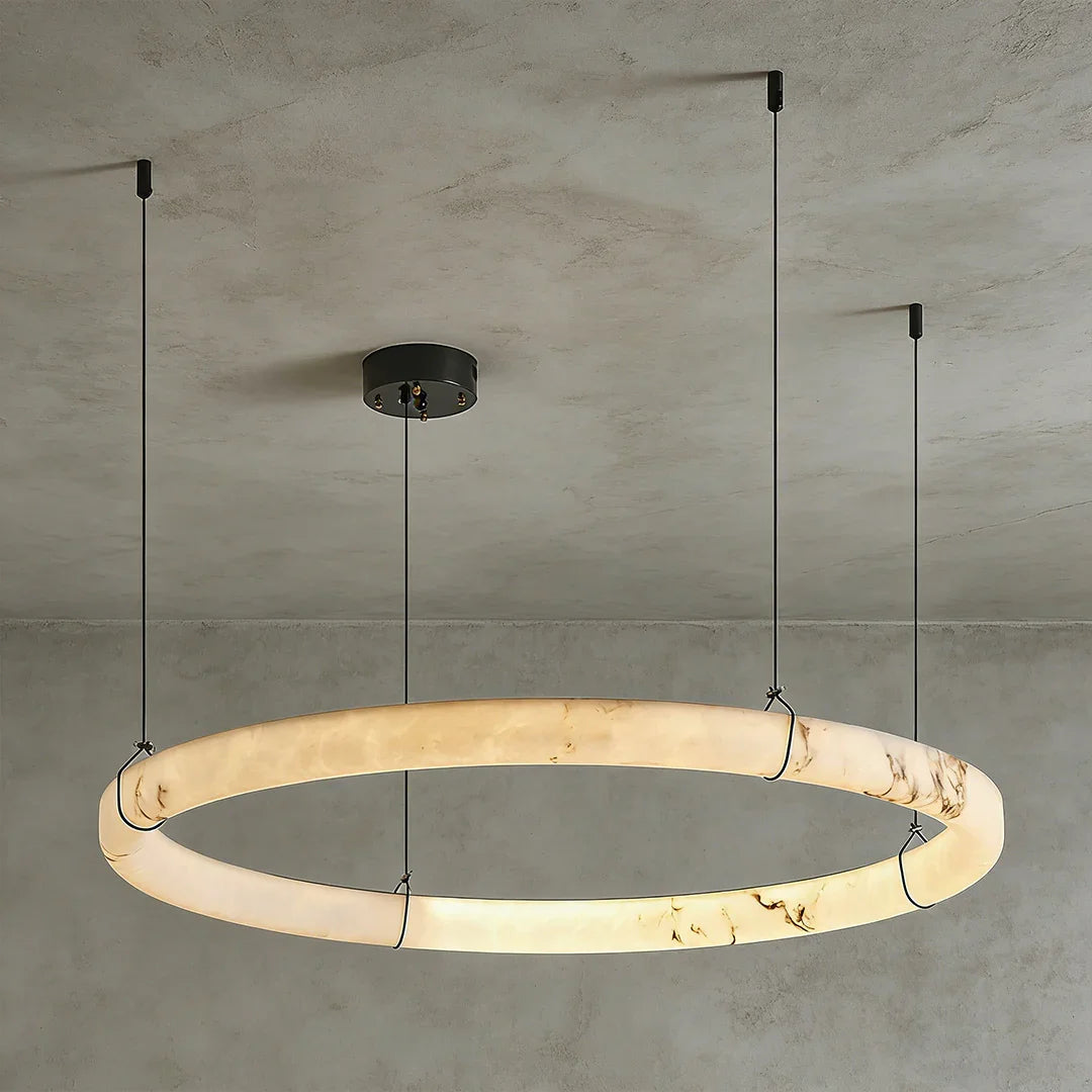 Modern Spanish Alabaster Halo Pendant Lamp