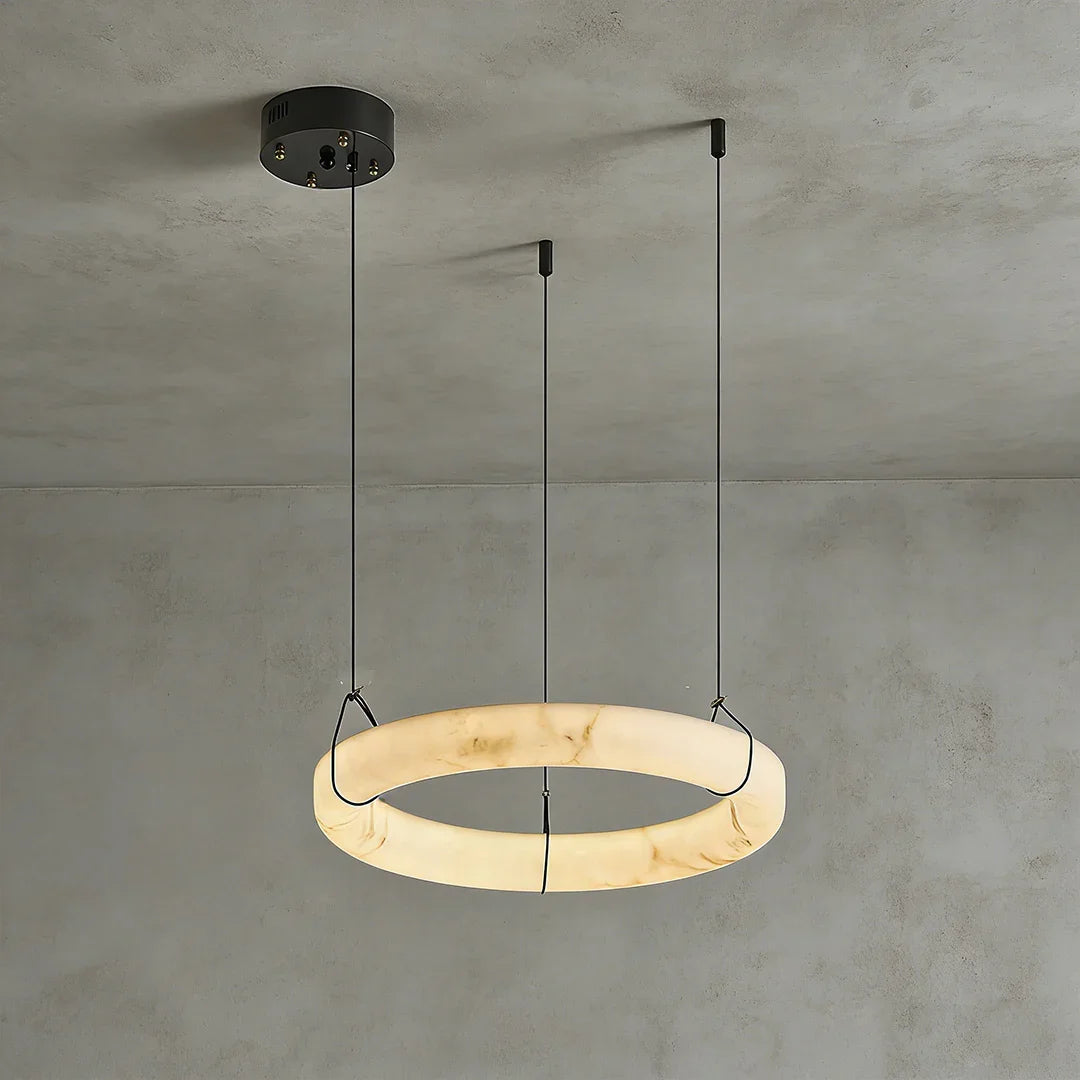 Modern Spanish Alabaster Halo Pendant Lamp