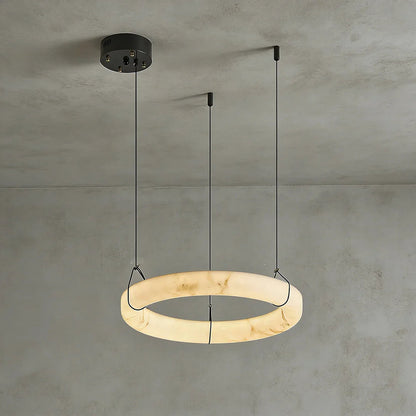 Modern Spanish Alabaster Halo Pendant Lamp