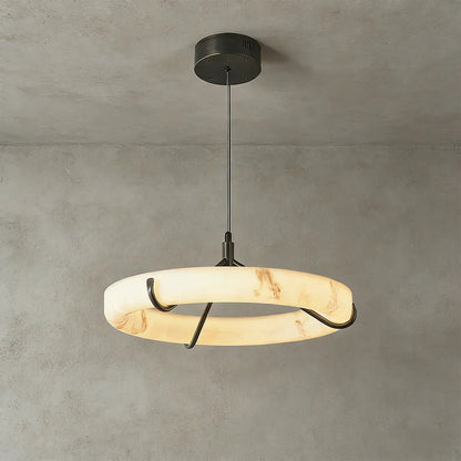 Modern Spanish Alabaster Halo Pendant Lamp