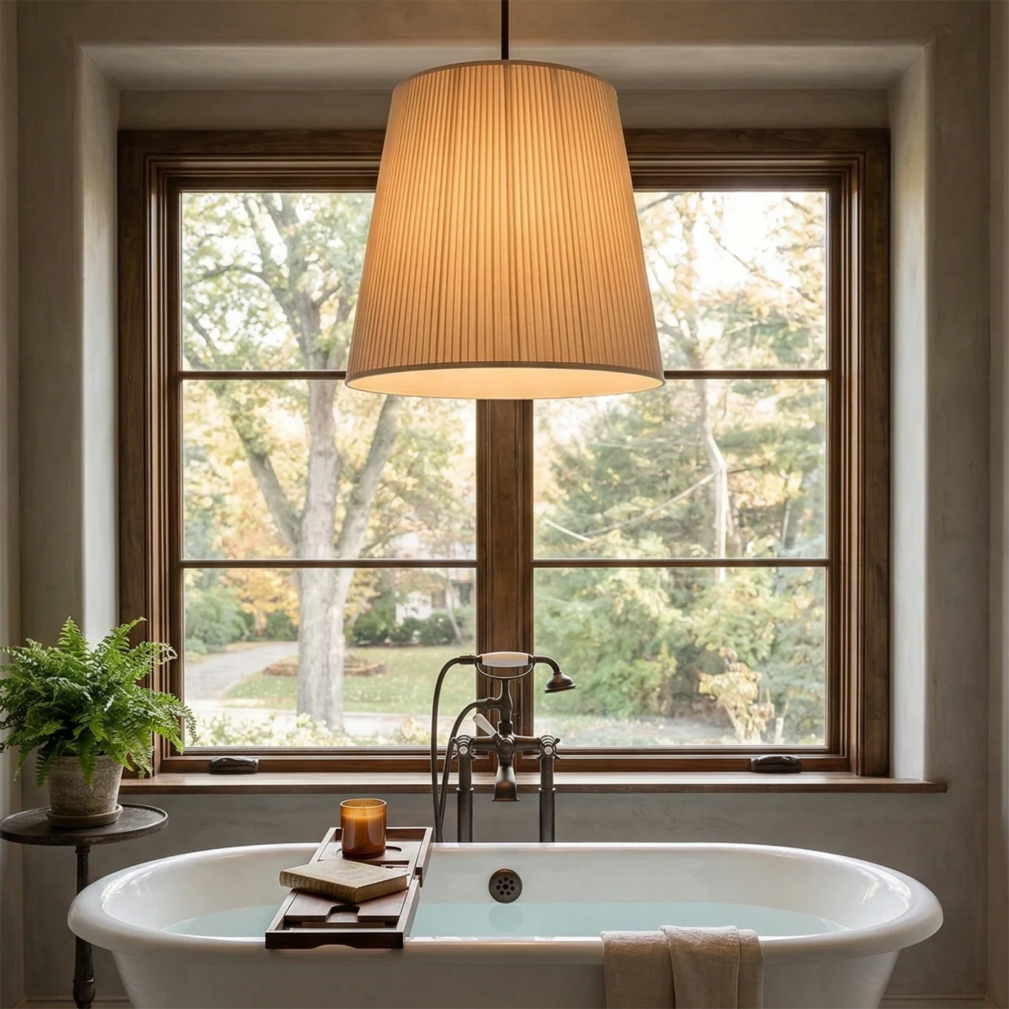 Modern Tailored Reed Pleat Stem Pendant