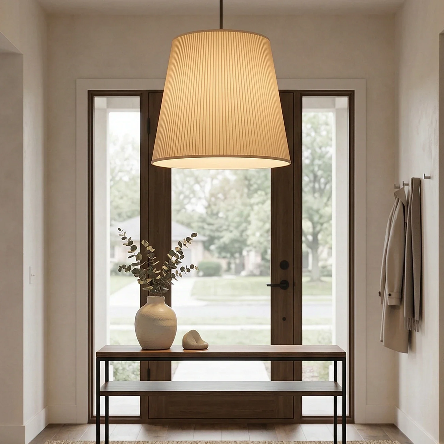 Modern Tailored Reed Pleat Stem Pendant