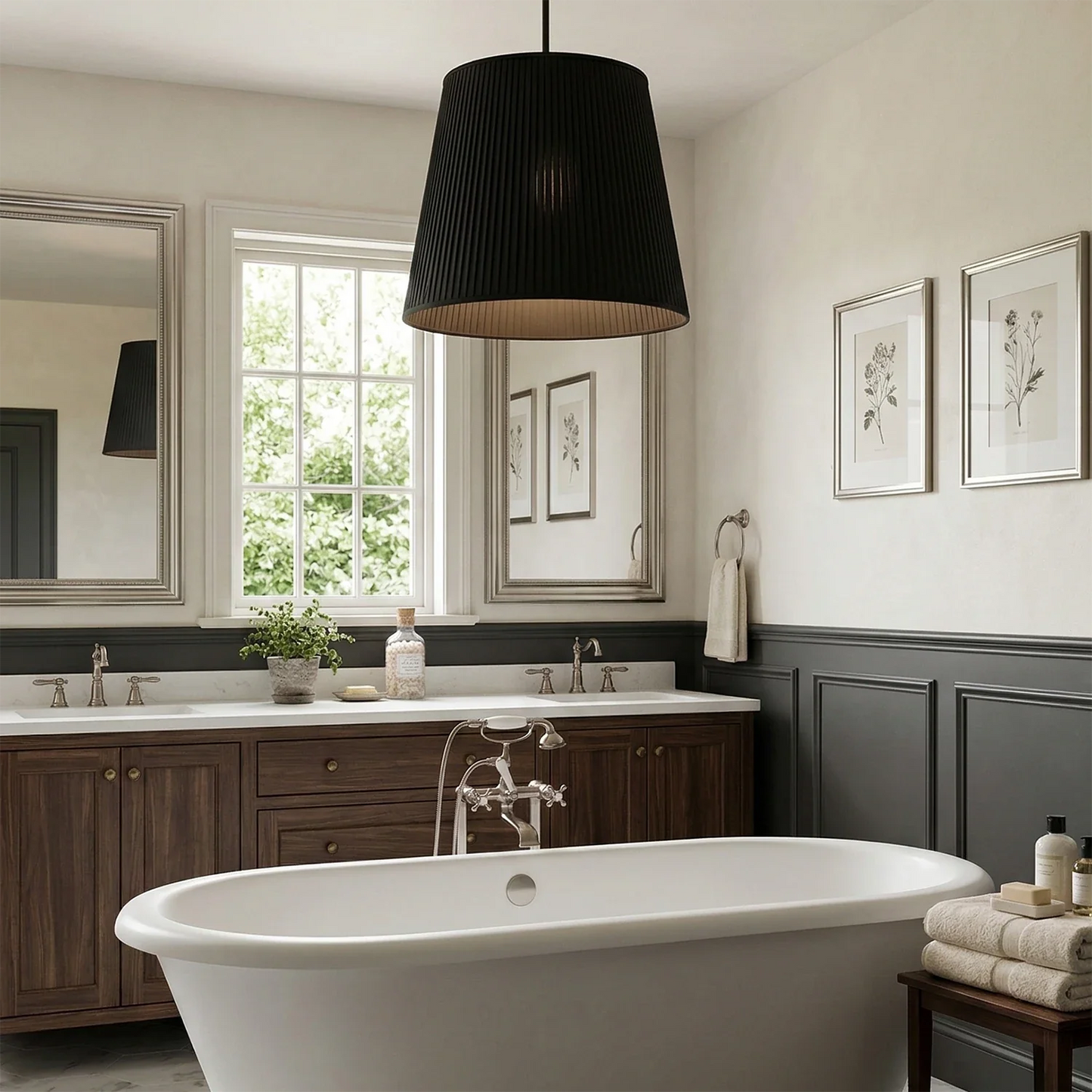 Modern Tailored Reed Pleat Stem Pendant