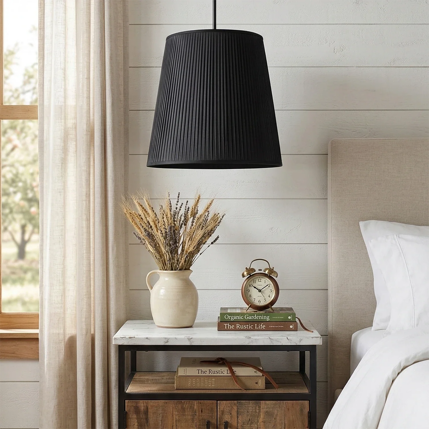 Modern Tailored Reed Pleat Stem Pendant