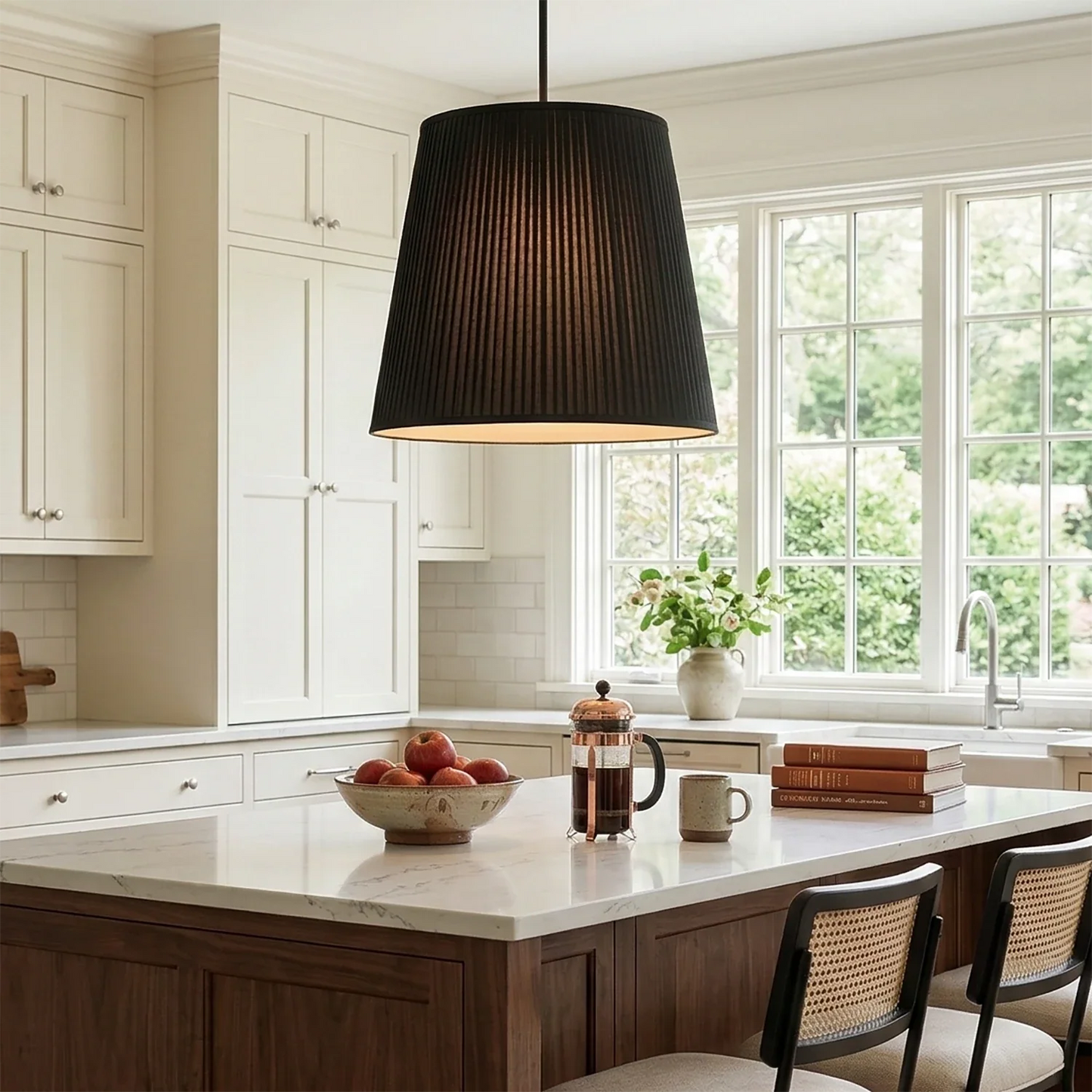 Modern Tailored Reed Pleat Stem Pendant
