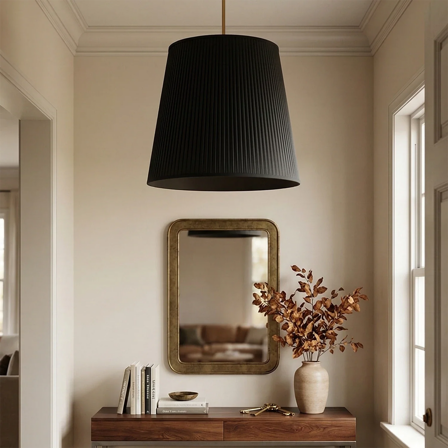 Modern Tailored Reed Pleat Stem Pendant