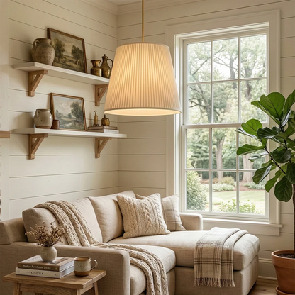 Modern Tailored Reed Pleat Stem Pendant