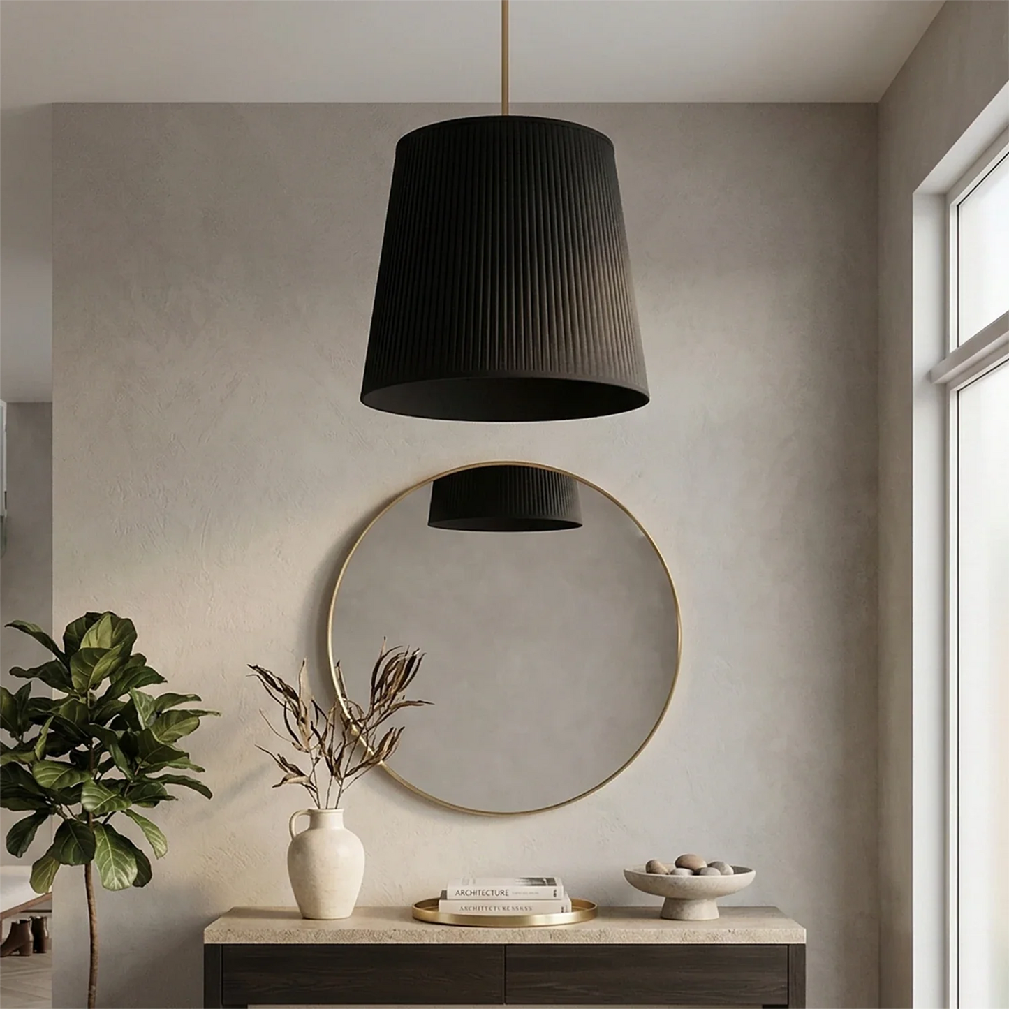 Modern Tailored Reed Pleat Stem Pendant