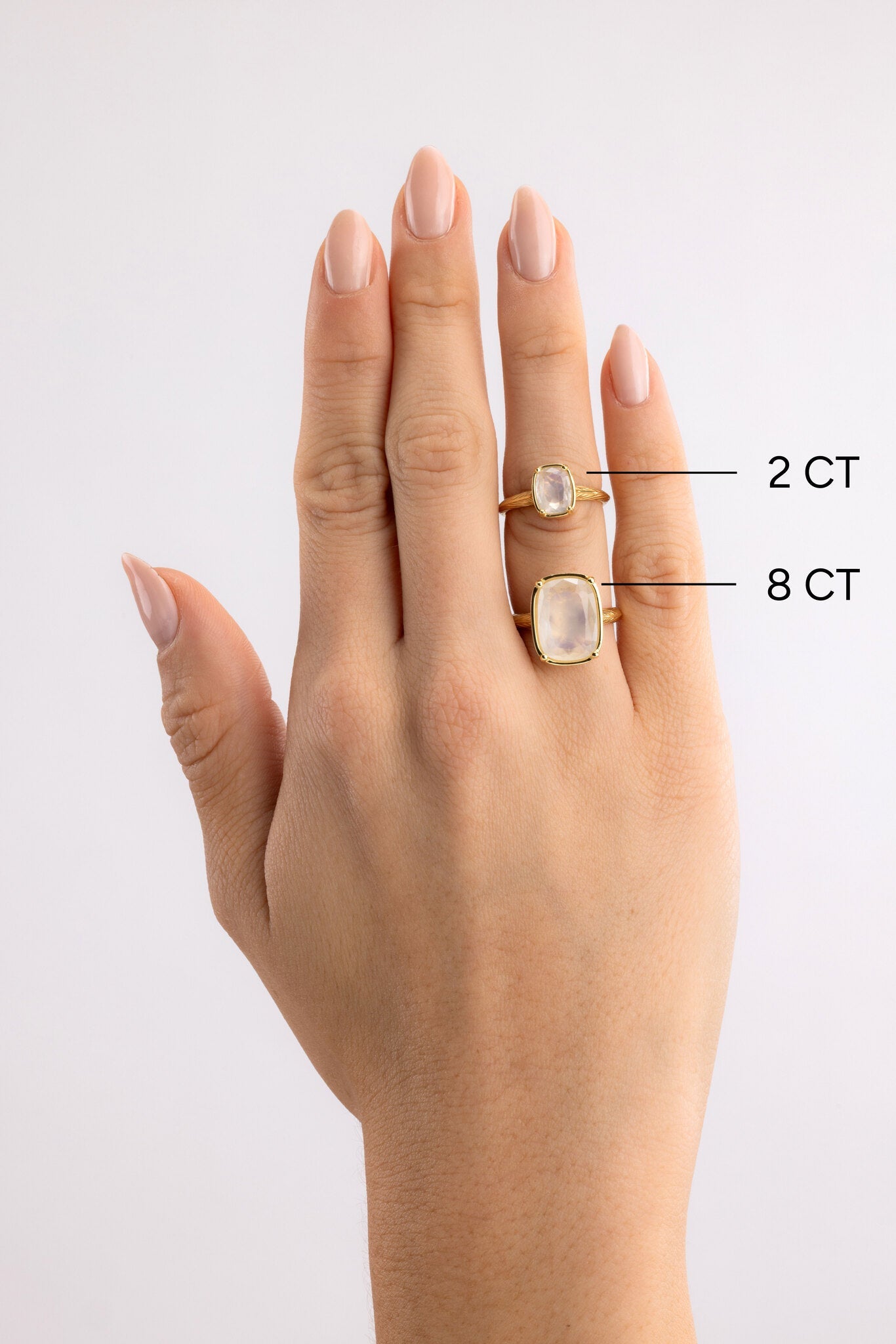 Sterling Silver Elongated Cushion Moonstone Cocktail Ring